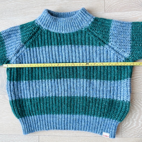Tinycottons Big Stripes Mockneck Sweater in Blue Grey and Green - Picture 6 of 12